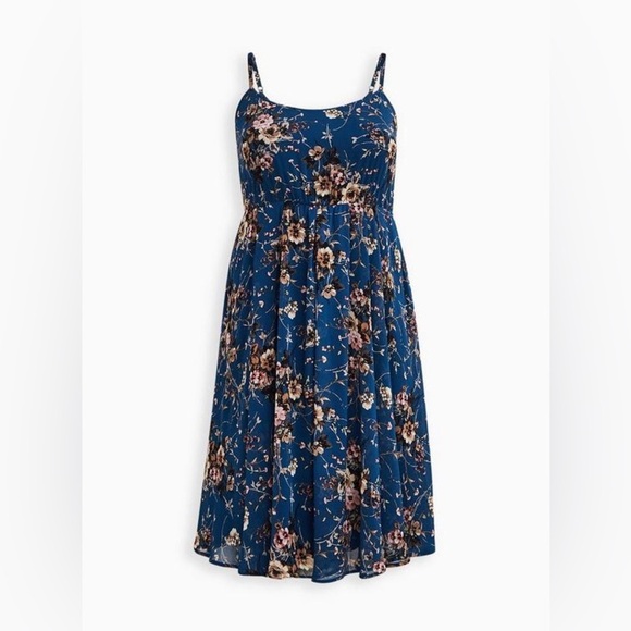 Torrid Floral Blue Midi Dress Size 5X - Picture 4 of 7
